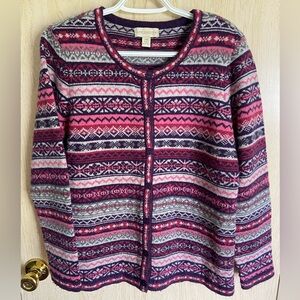 APPLESEED'S Cardigan Sweater Wool Multicolor Nordic Ornament Faire Isle sz PM